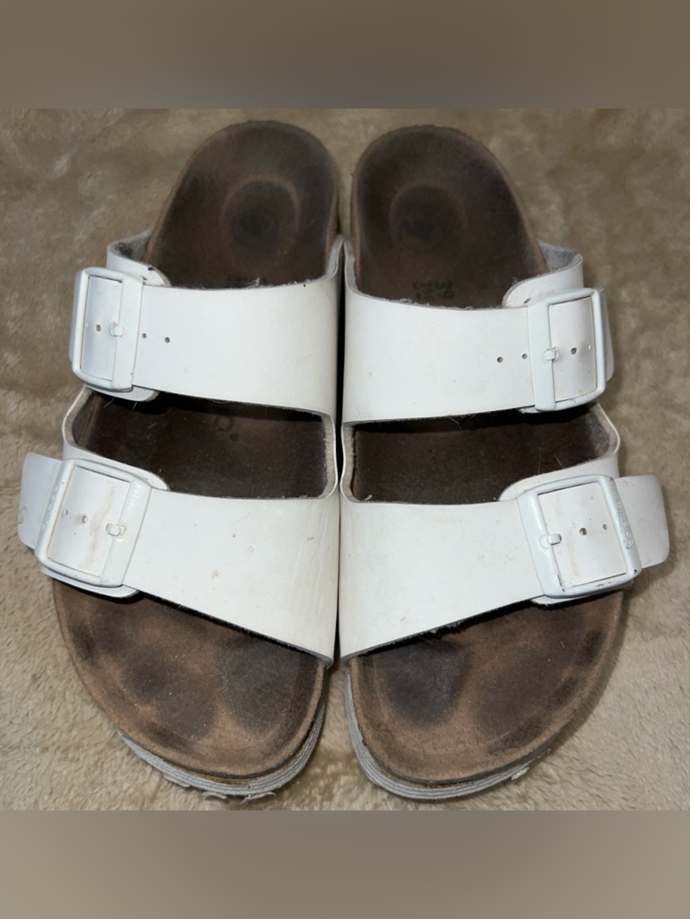 Papillio White Double Strap Platform Sandals